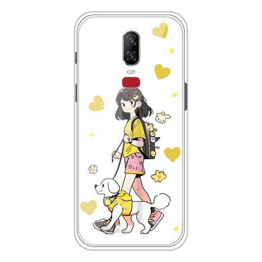 Yellow Girl - Clear Printed Silicone Case For OnePlus 6