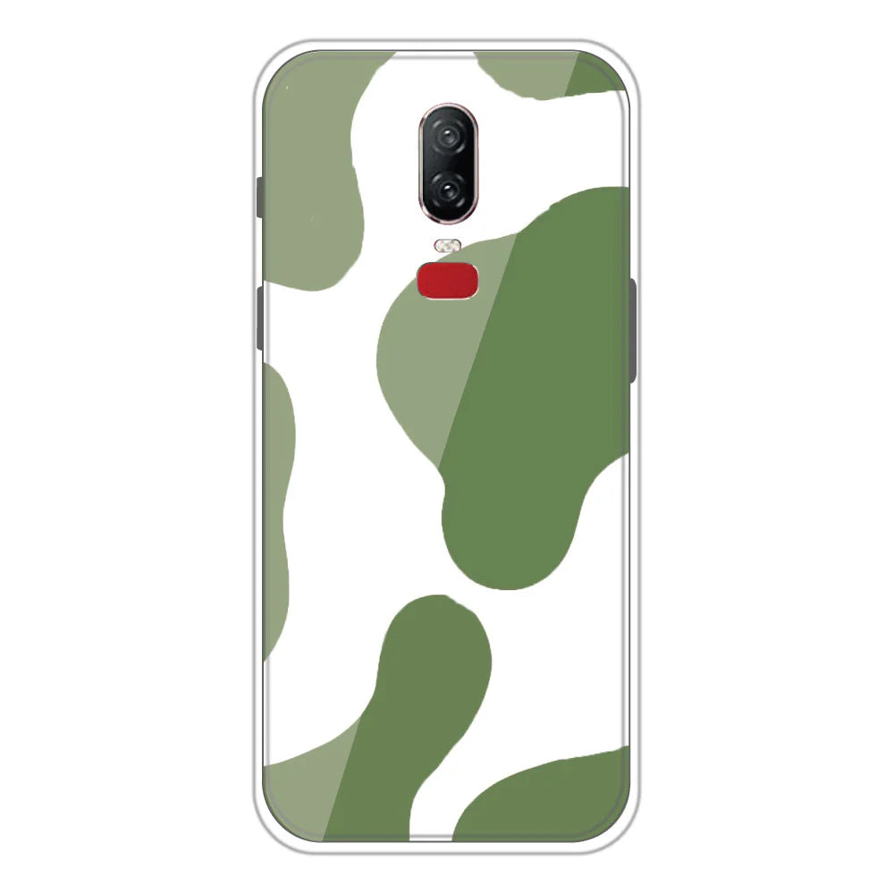 Olive Green Cow Print - Clear Printed Silicone Case For OnePlus Models