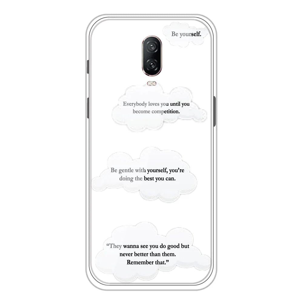 Clouds Quotes - Clear Printed Silicone Case For OnePlus 6T