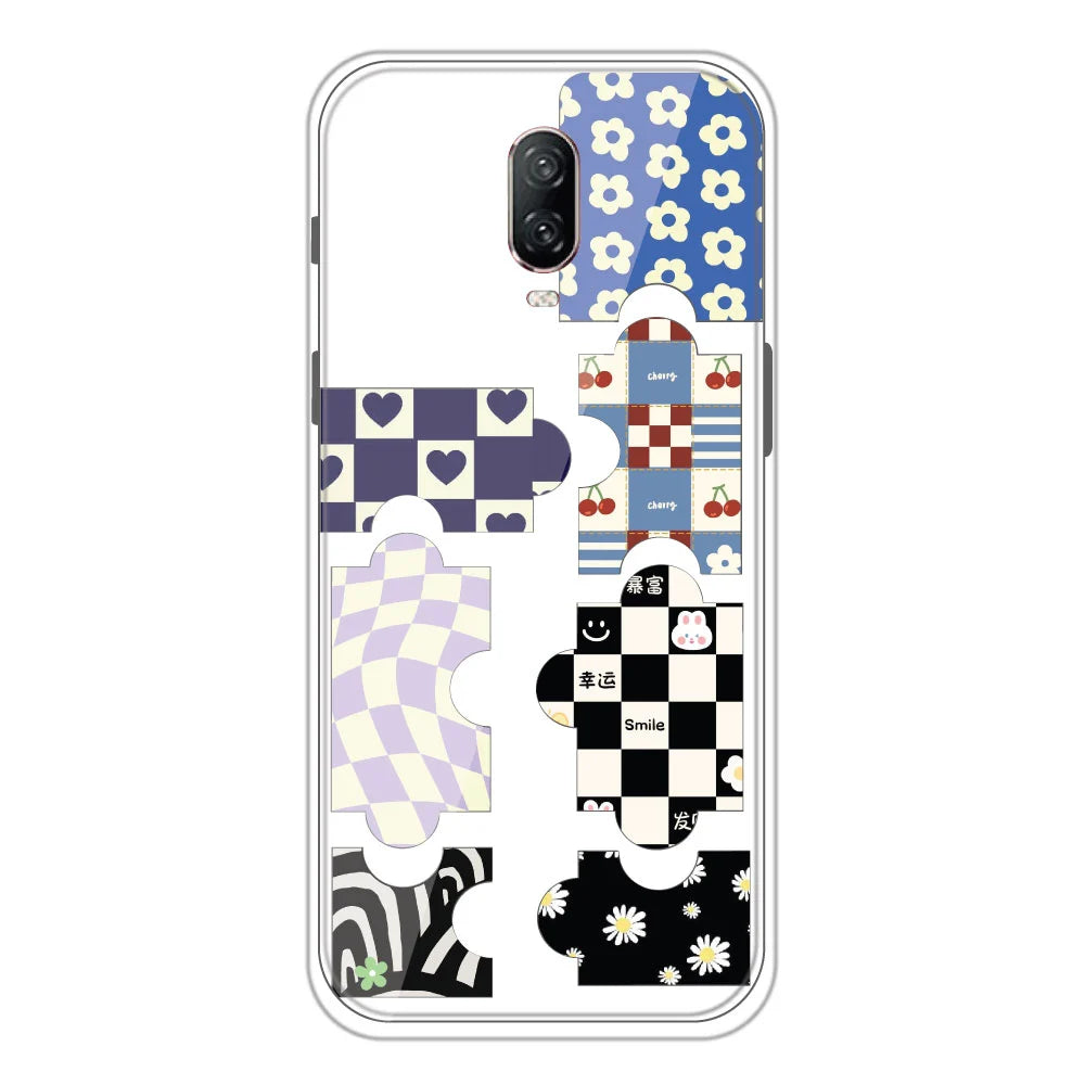 Puzzles - Clear Printed Silicone Case For OnePlus 6T