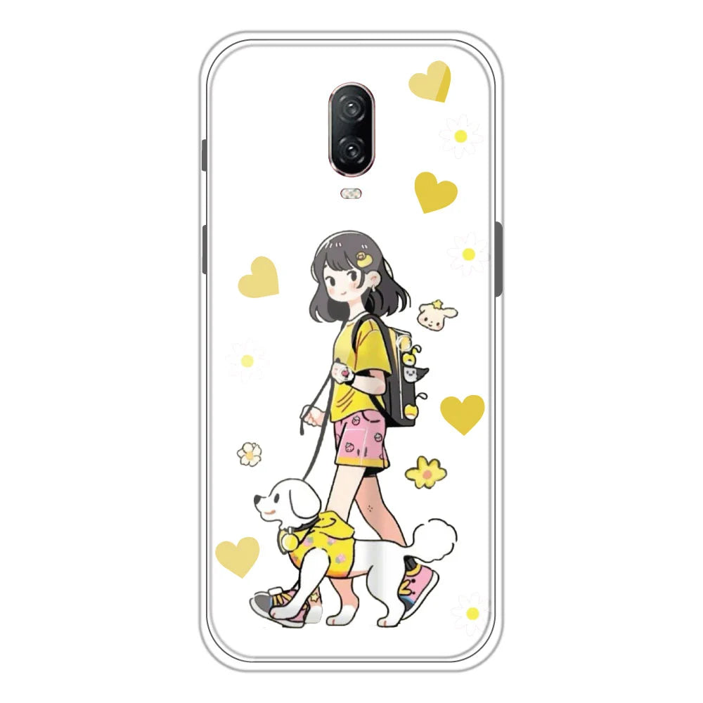 Yellow Girl - Clear Printed Silicone Case For OnePlus 6T
