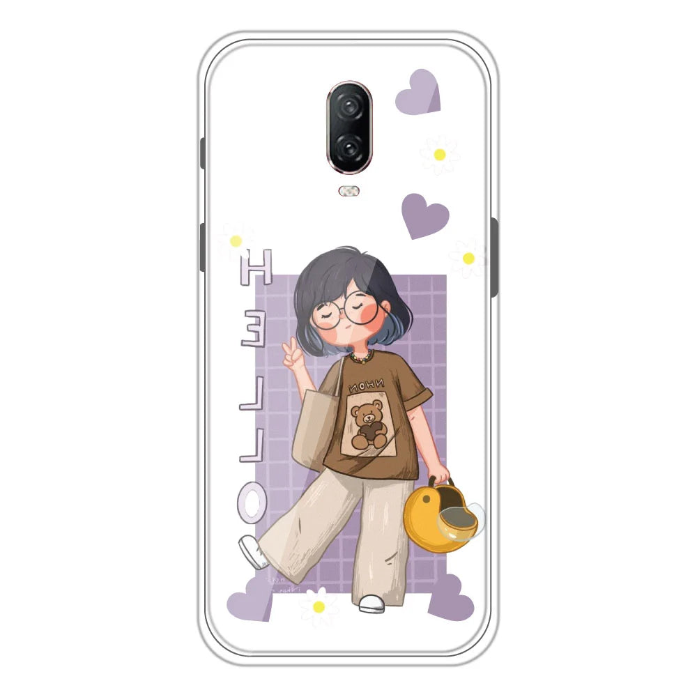 Hello - Clear Printed Silicone Case For OnePlus 6T