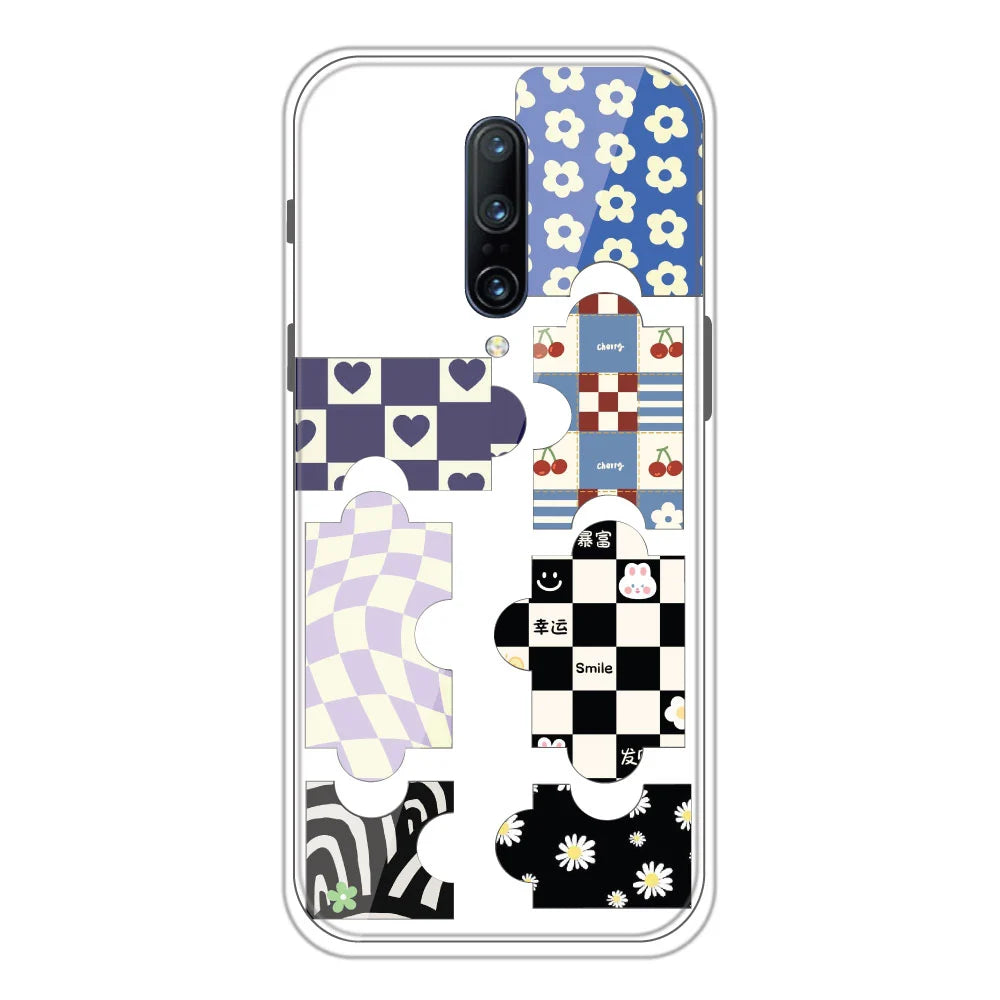 Puzzles - Clear Printed Silicone Case For OnePlus 7 Pro