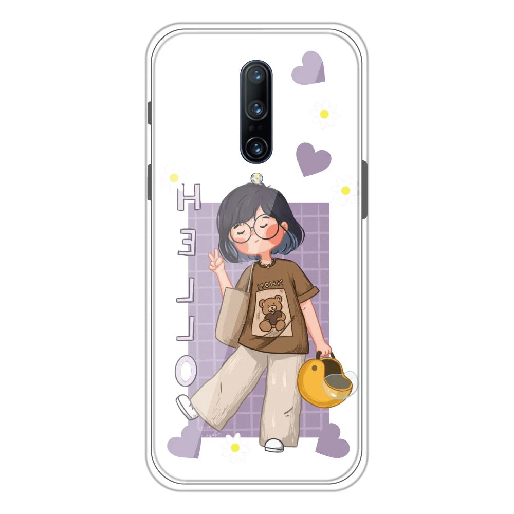 Hello - Clear Printed Silicone Case For OnePlus 7 Pro