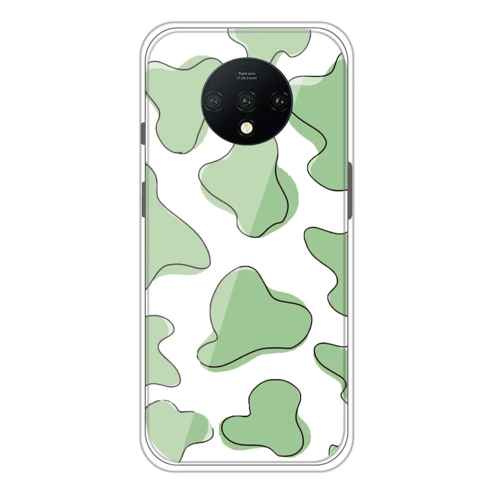 Green Patch - Clear Printed Silicone Case For OnePlus 7T