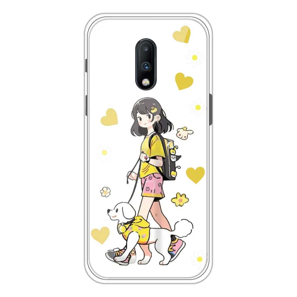 Yellow Girl - Clear Printed Silicone Case For OnePlus 7
