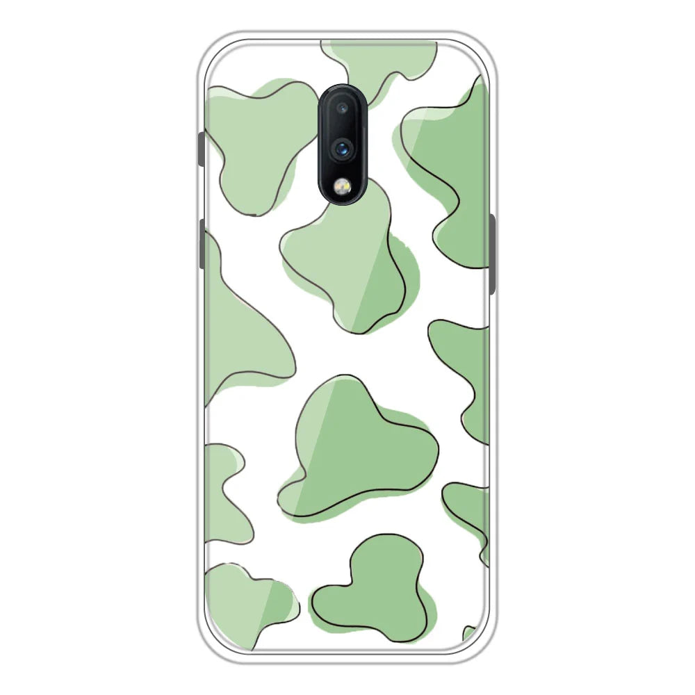 Green Patch - Clear Printed Silicone Case For OnePlus 7