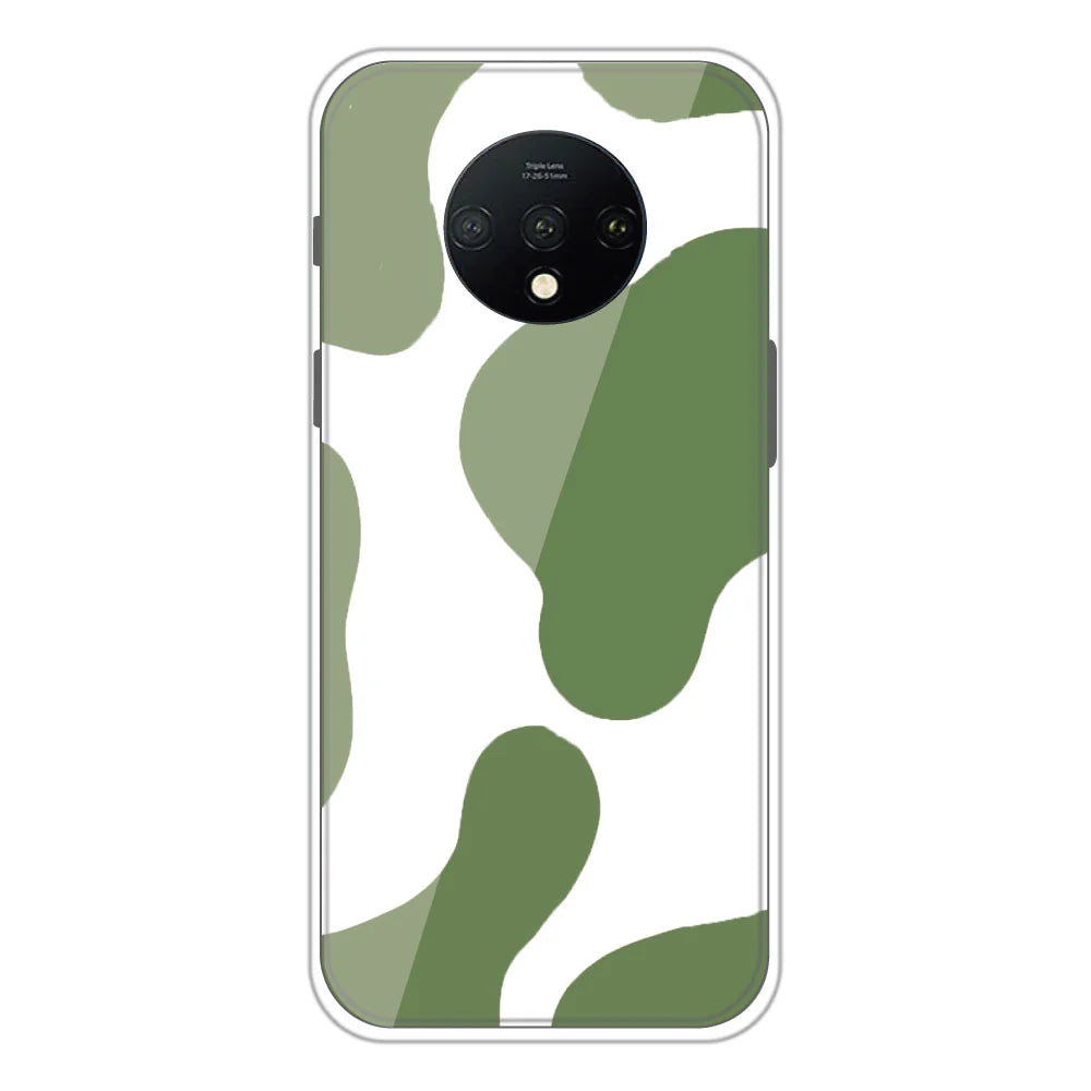 Olive Green Cow Print - Clear Printed Silicone Case For OnePlus Models