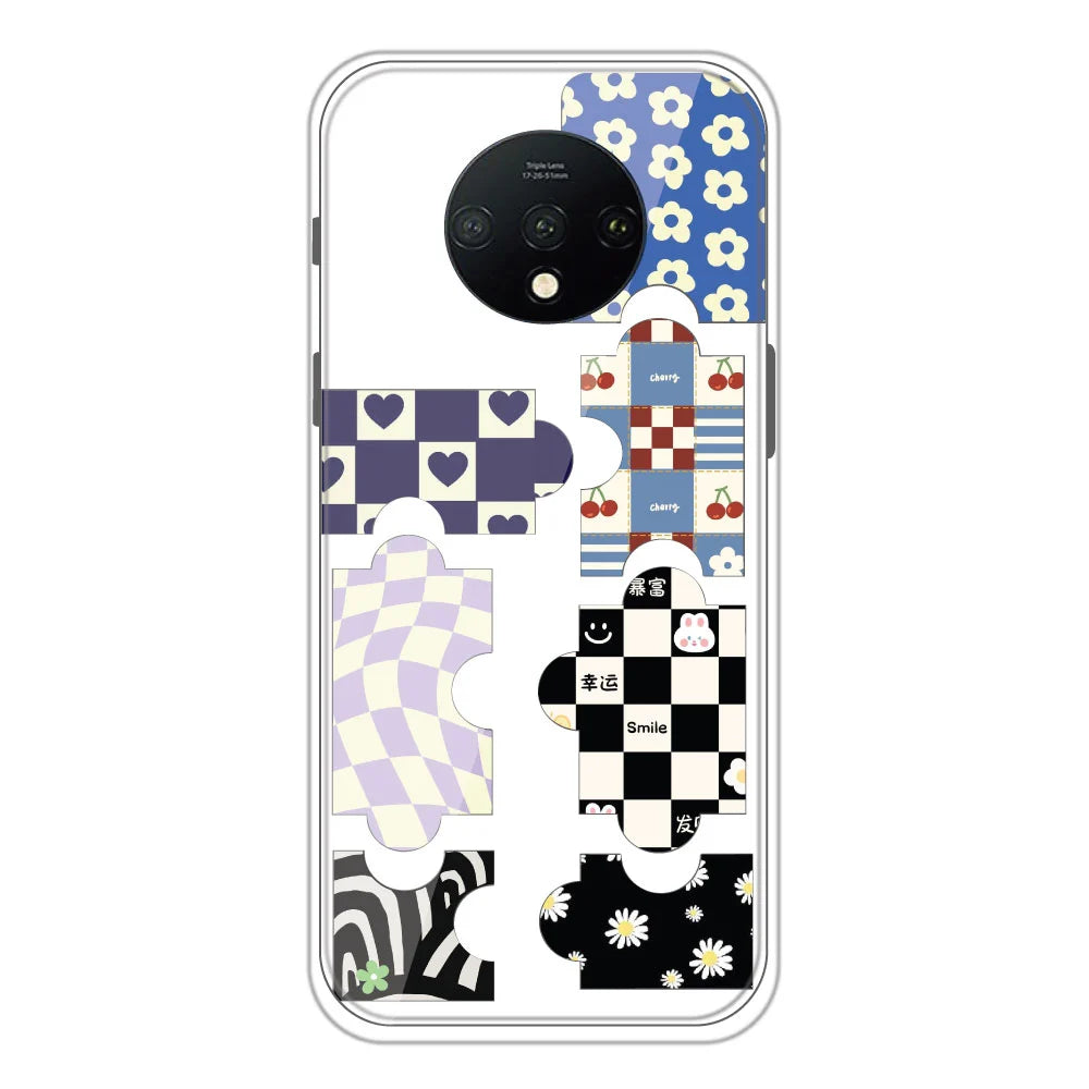 Puzzles - Clear Printed Silicone Case For OnePlus 7T