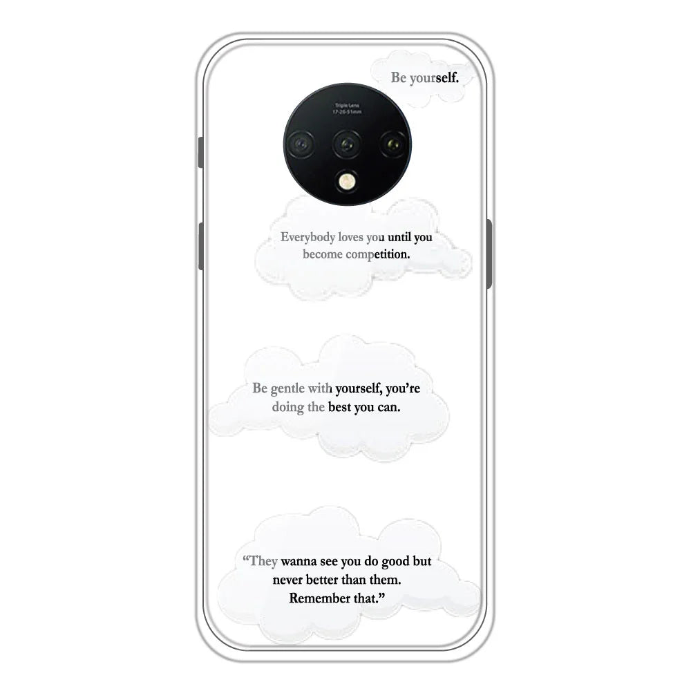 Clouds Quotes - Clear Printed Silicone Case For OnePlus 7T