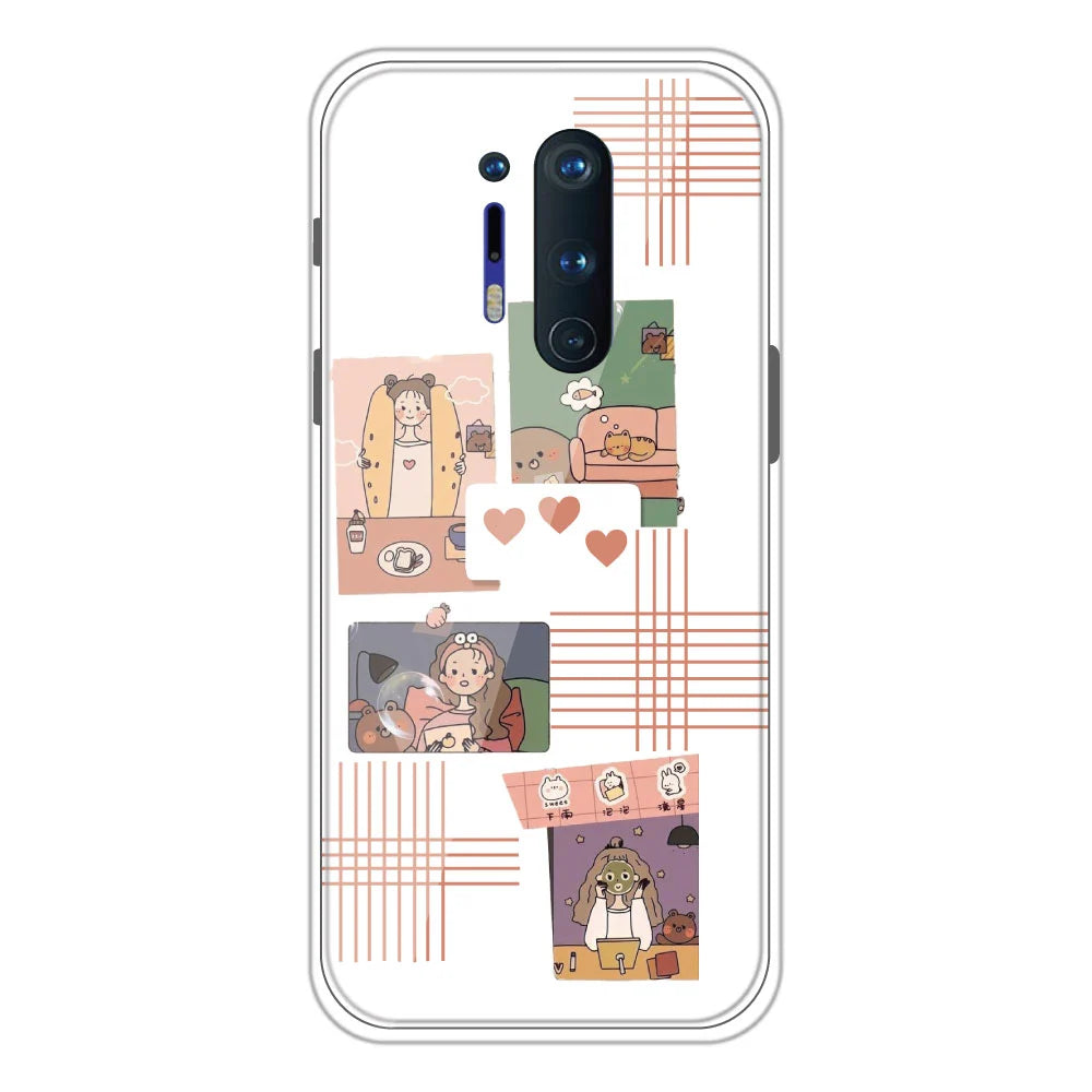 Cute Girl Collage - Clear Printed Silicone Case For OnePlus 8 Pro