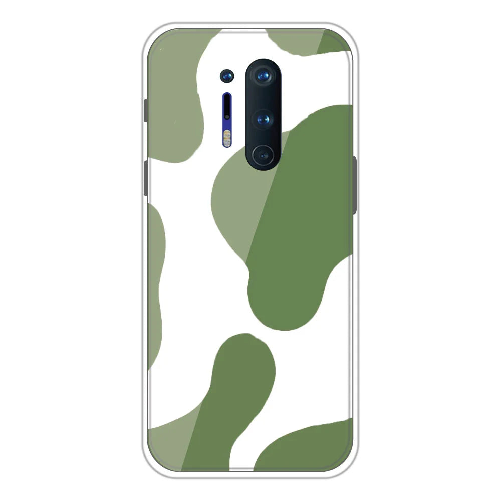 Olive Green Cow Print - Clear Printed Silicone Case For OnePlus Models