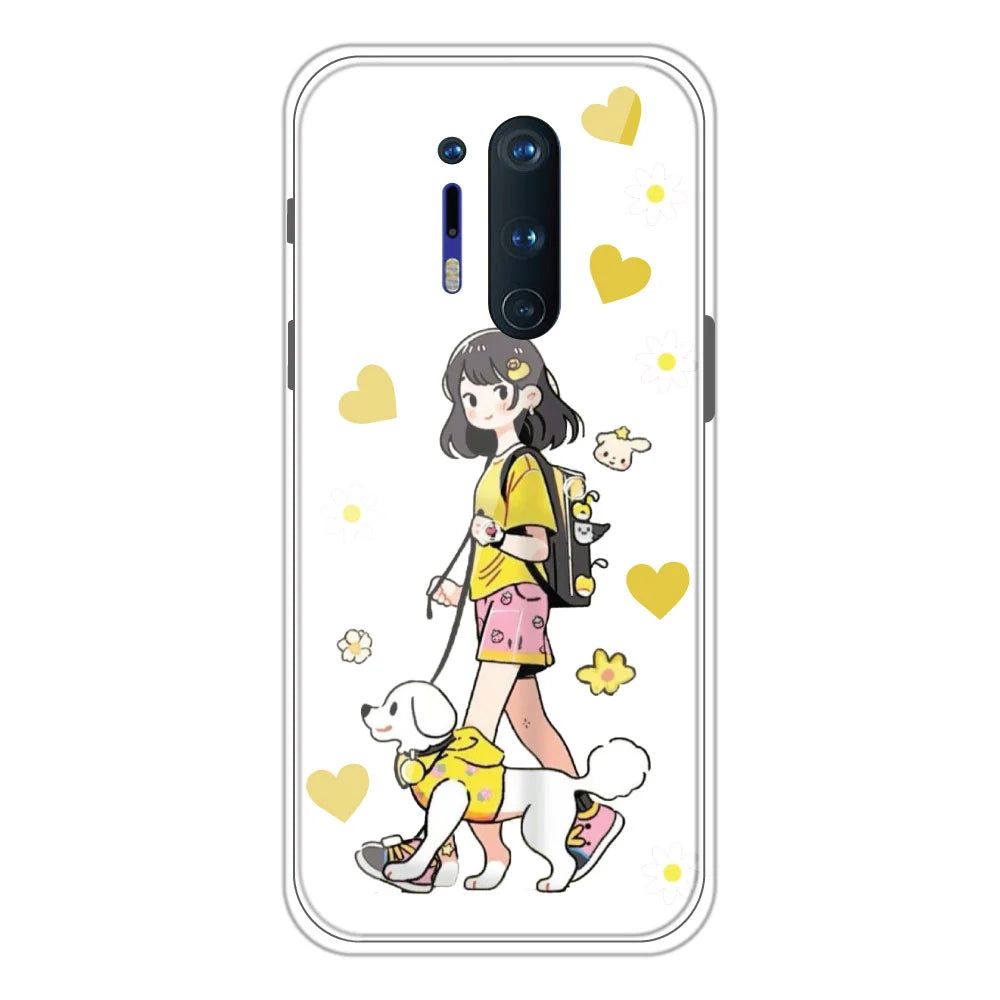 Yellow Girl - Clear Printed Silicone Case For OnePlus 8 Pro