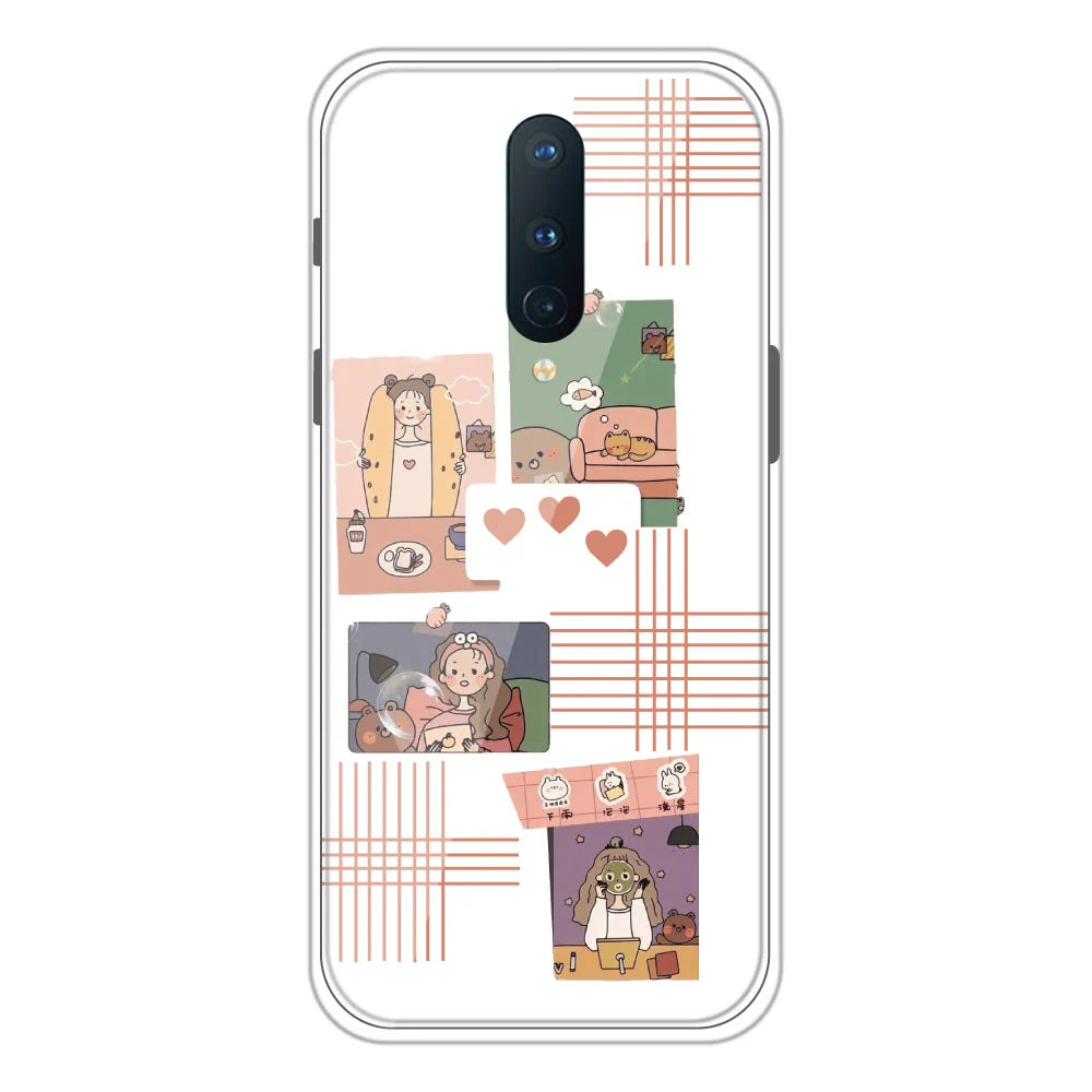 Cute Girl Collage - Clear Printed Silicone Case For OnePlus 8