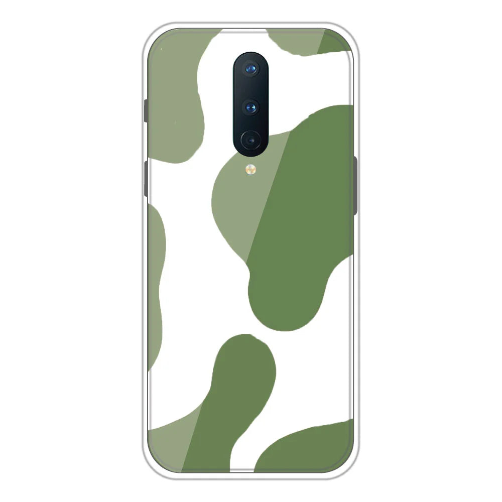 Olive Green Cow Print - Clear Printed Silicone Case For OnePlus Models