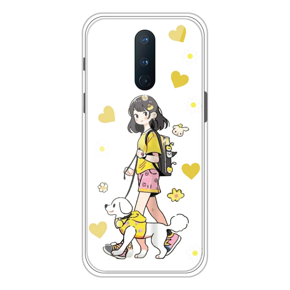 Yellow Girl - Clear Printed Silicone Case For OnePlus 8
