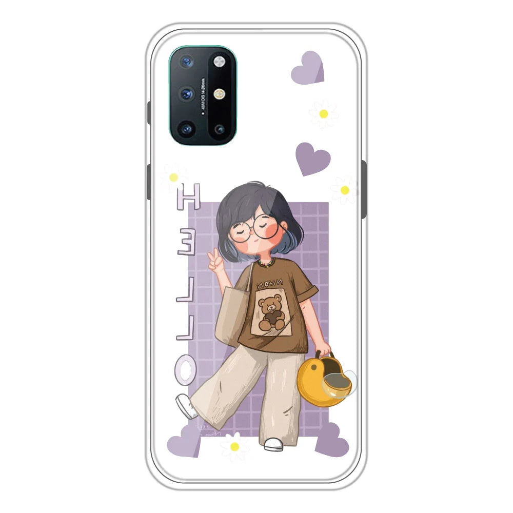 Hello - Clear Printed Silicone Case For OnePlus 8T