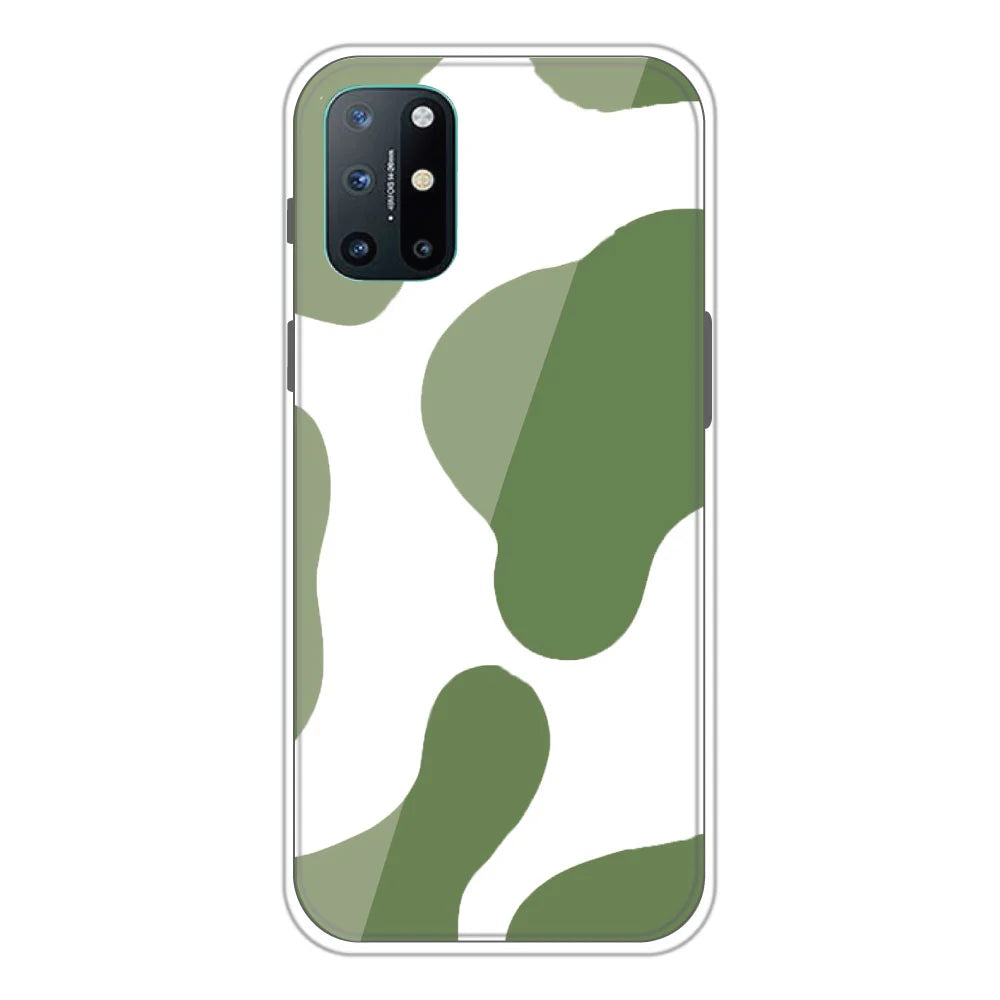 Olive Green Cow Print - Clear Printed Silicone Case For OnePlus Models
