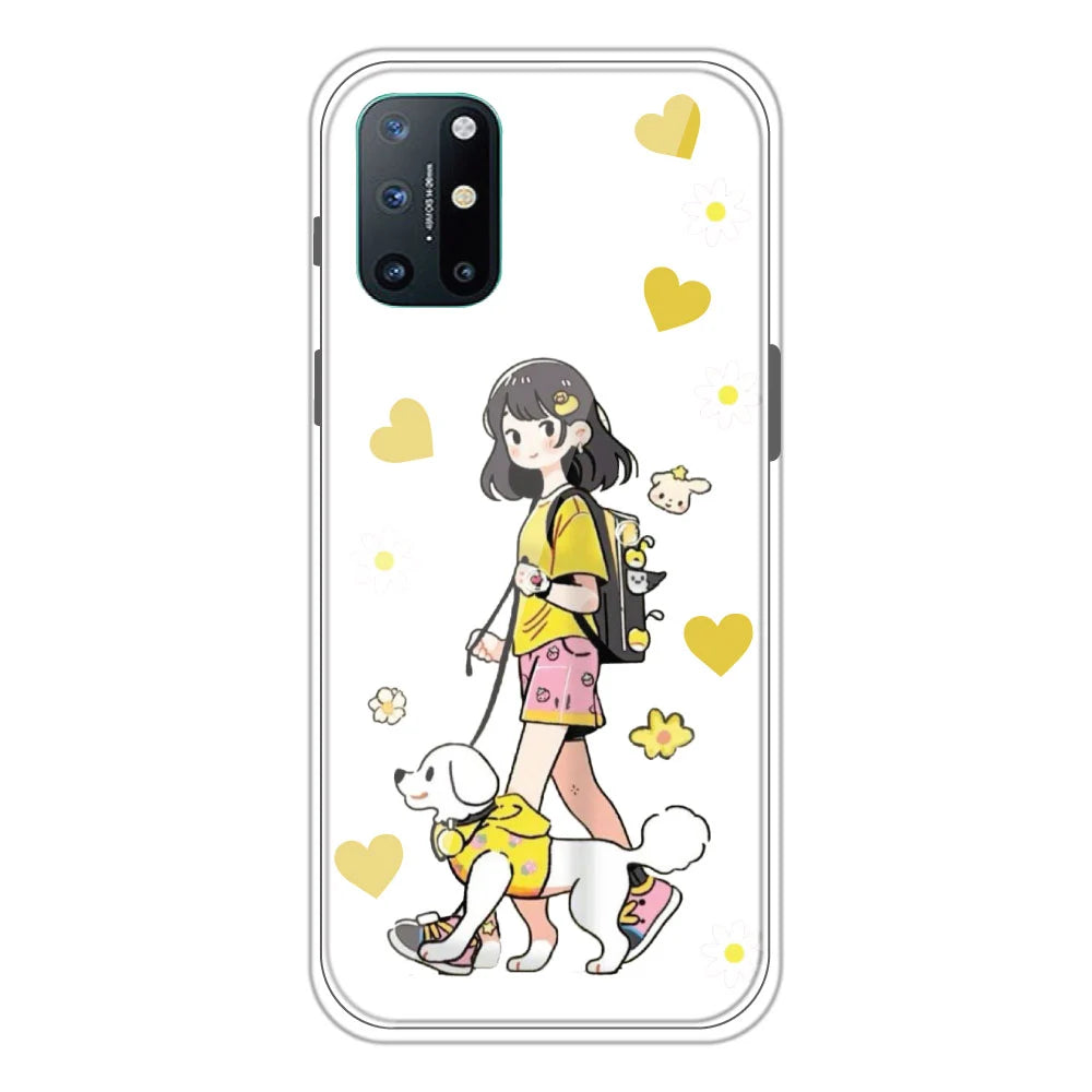 Yellow Girl - Clear Printed Silicone Case For OnePlus 8T