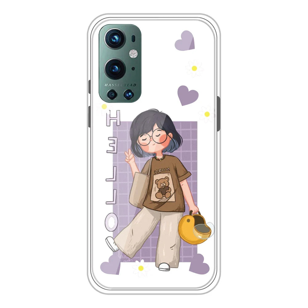 Hello - Clear Printed Silicone Case For OnePlus 9 Pro