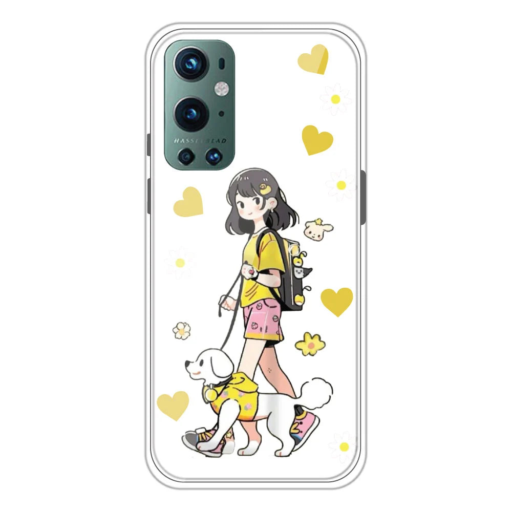 Yellow Girl - Clear Printed Silicone Case For OnePlus 9 Pro