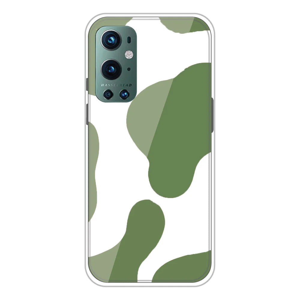Olive Green Cow Print - Clear Printed Silicone Case For OnePlus Models