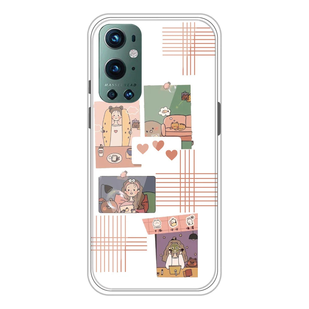 Cute Girl Collage - Clear Printed Silicone Case For OnePlus 9 Pro