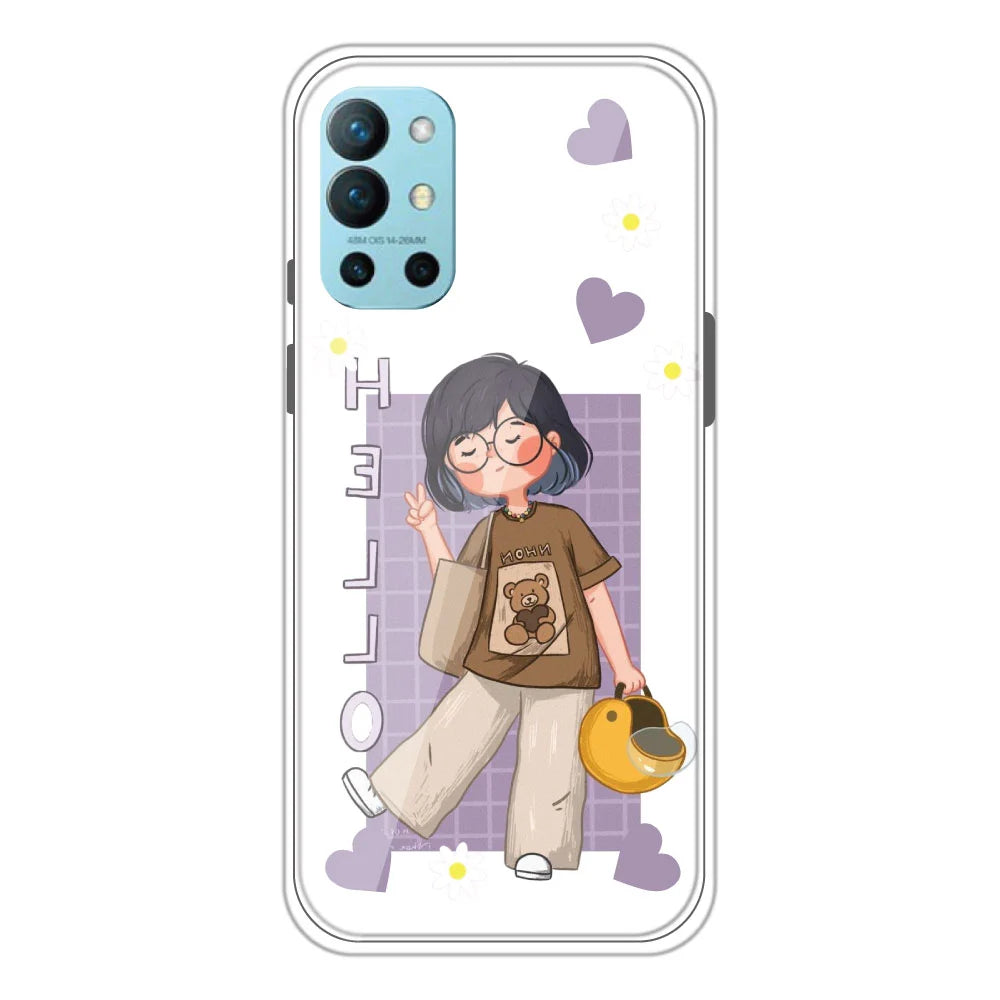 Hello - Clear Printed Silicone Case For OnePlus 9R
