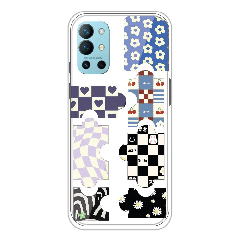 Puzzles - Clear Printed Silicone Case For OnePlus 9R