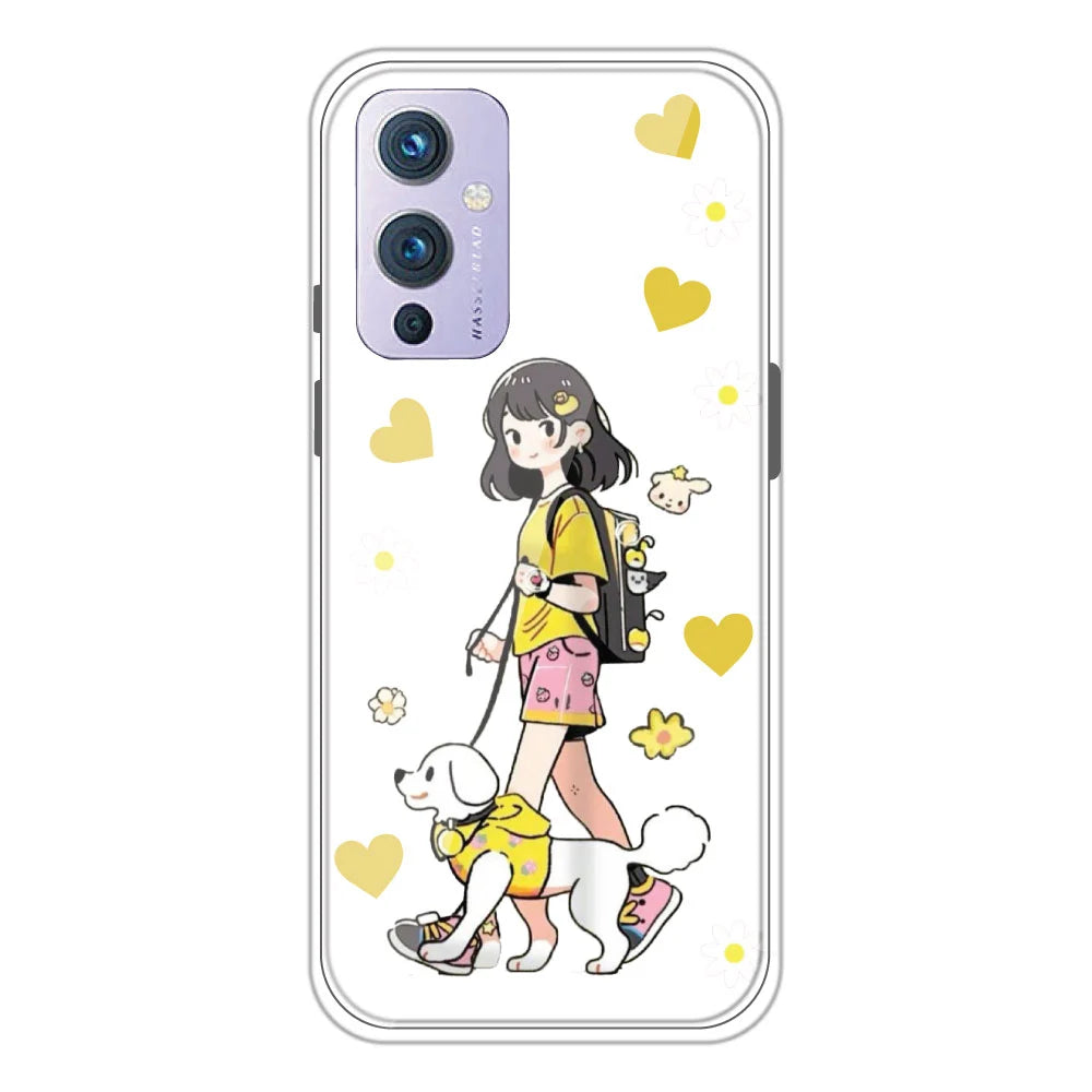 Yellow Girl - Clear Printed Silicone Case For OnePlus 9