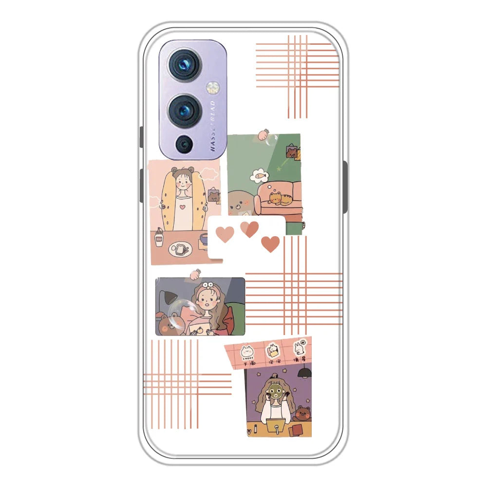 Cute Girl Collage - Clear Printed Silicone Case For OnePlus 9