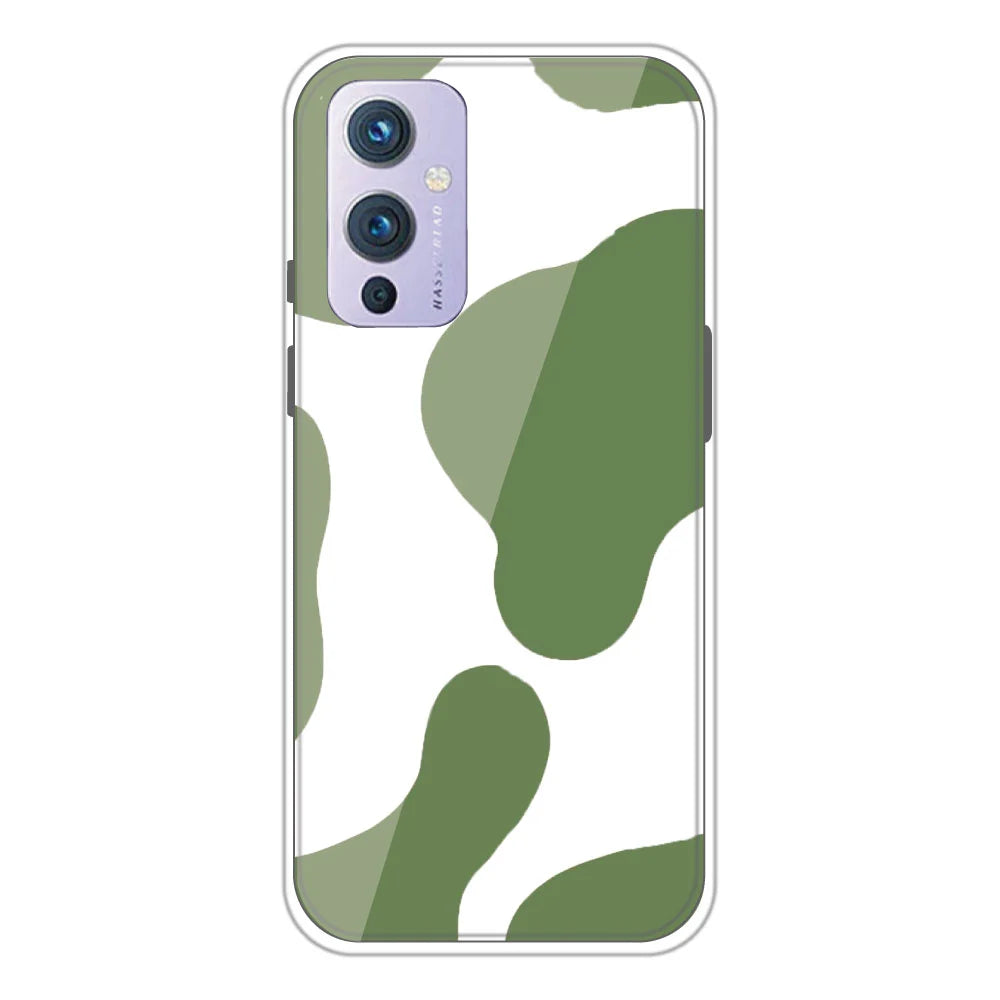Olive Green Cow Print - Clear Printed Silicone Case For OnePlus Models