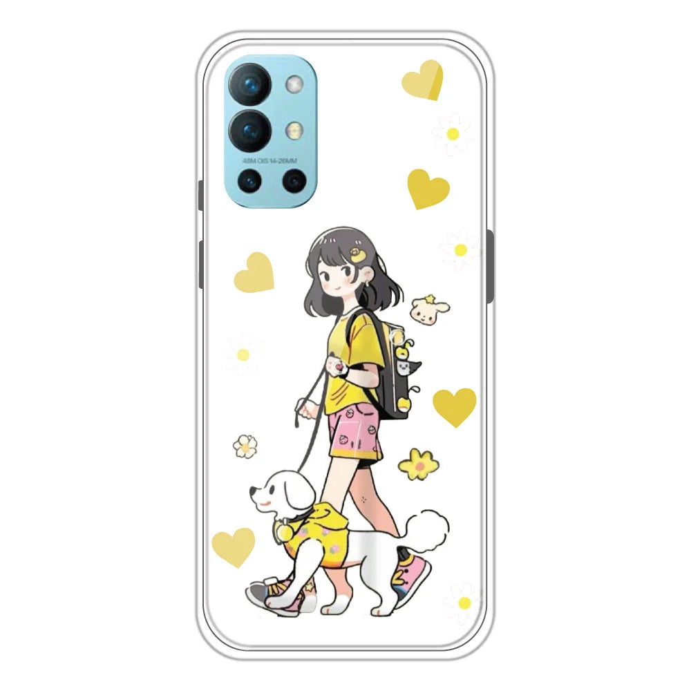 Yellow Girl - Clear Printed Silicone Case For OnePlus 9R