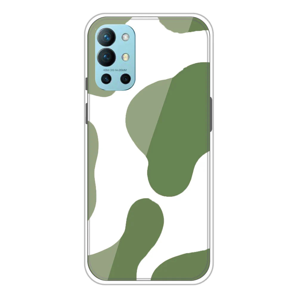 Olive Green Cow Print - Clear Printed Silicone Case For OnePlus Models
