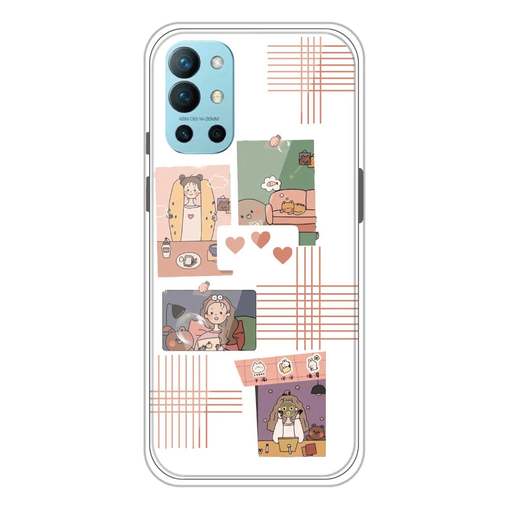 Cute Girl Collage - Clear Printed Silicone Case For OnePlus 9R