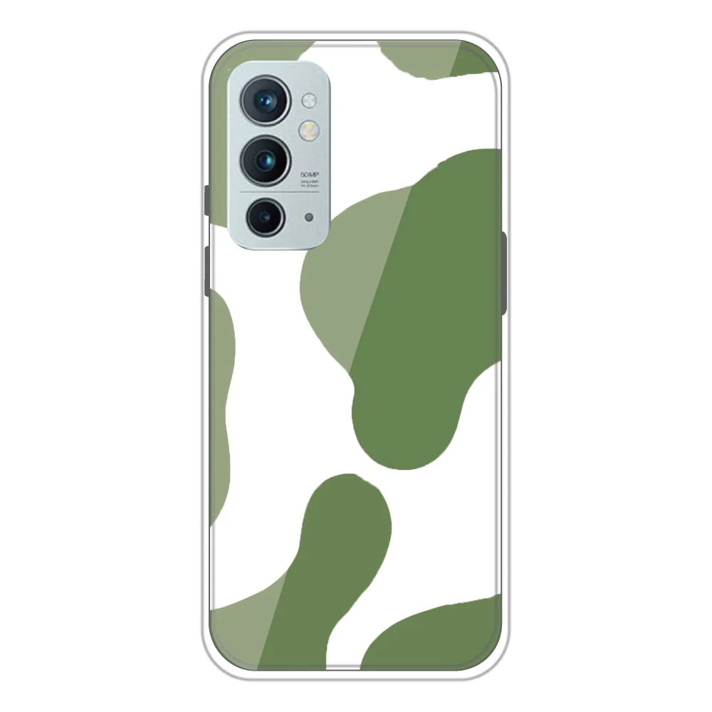 Olive Green Cow Print - Clear Printed Silicone Case For OnePlus Models