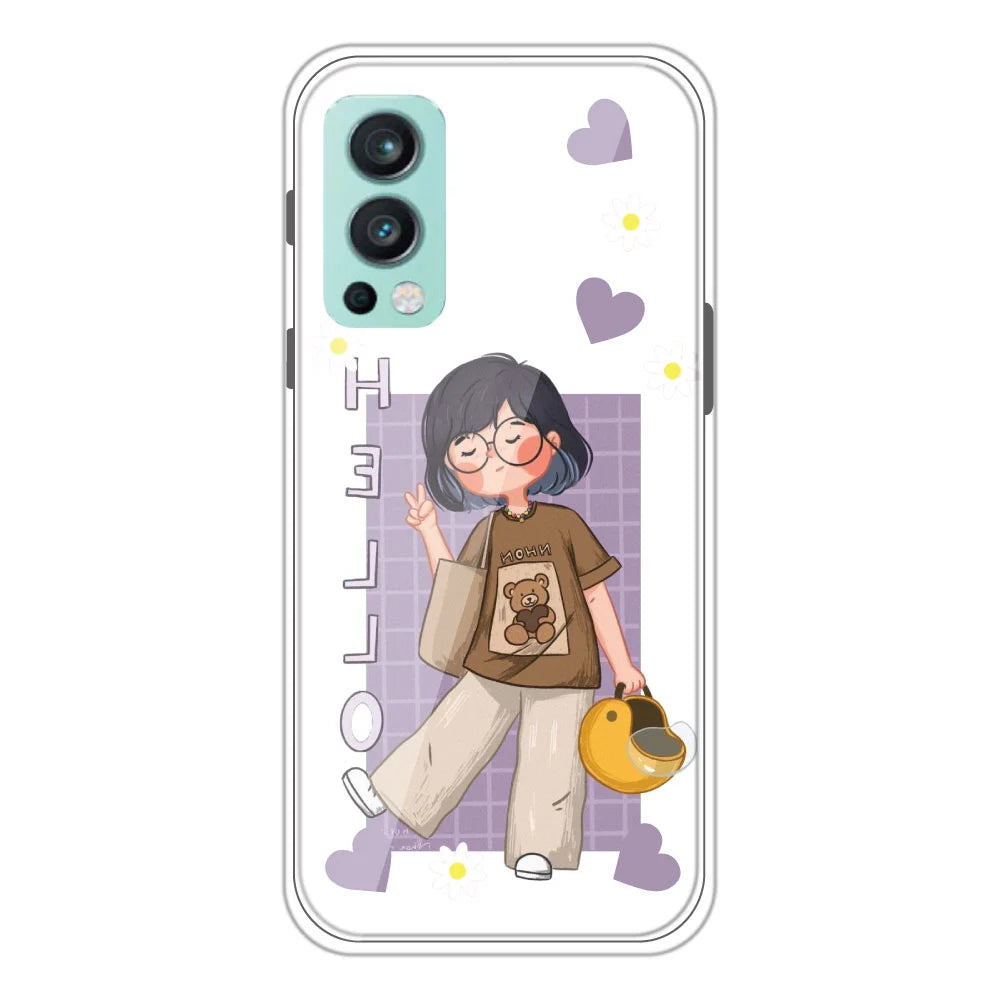Hello - Clear Printed Silicone Case For OnePlus Nord 2 5G