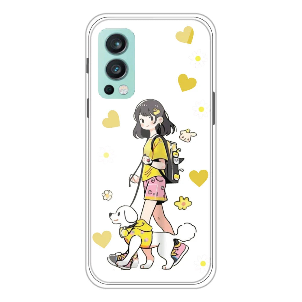Yellow Girl - Clear Printed Silicone Case For OnePlus Nord 2 5G