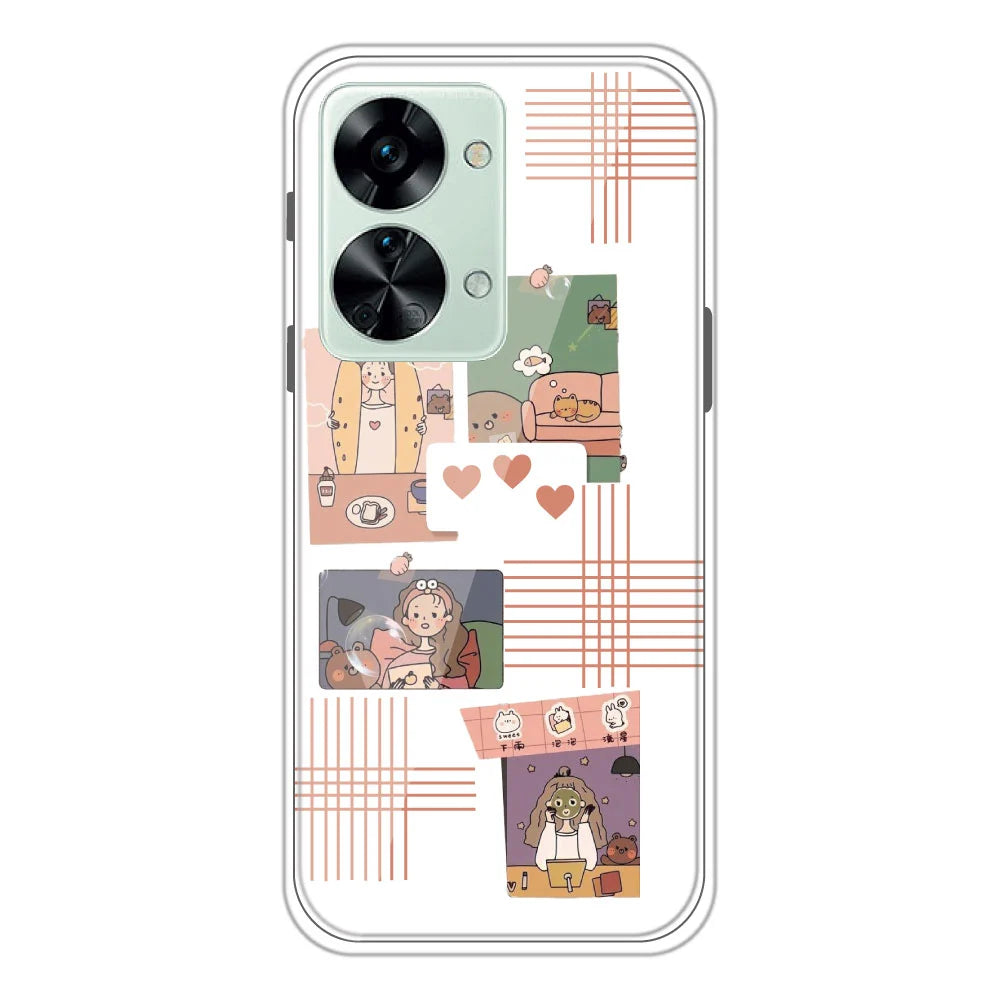 Cute Girl Collage - Clear Printed Silicone Case For OnePlus Nord 2T
