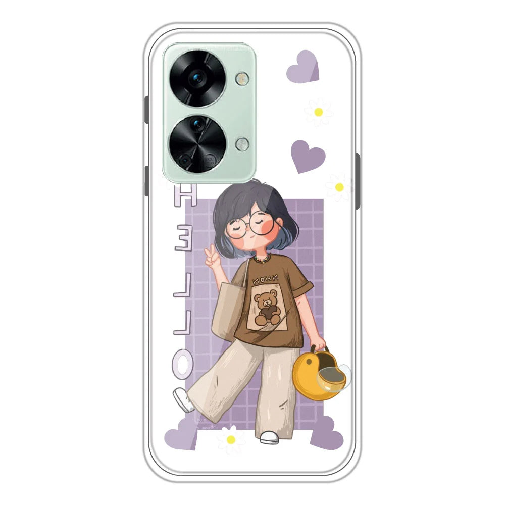 Hello - Clear Printed Silicone Case For OnePlus Nord 2T