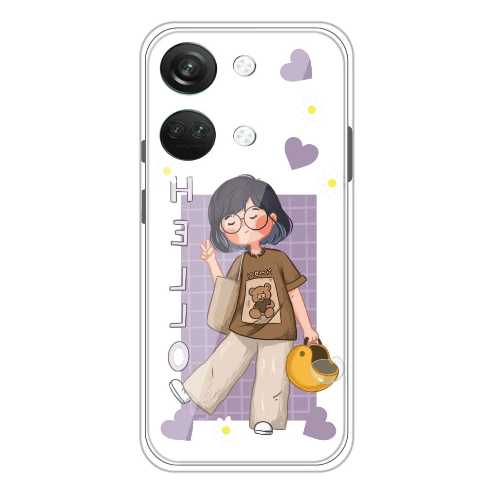 Hello - Clear Printed Silicone Case For OnePlus Nord 3 5G