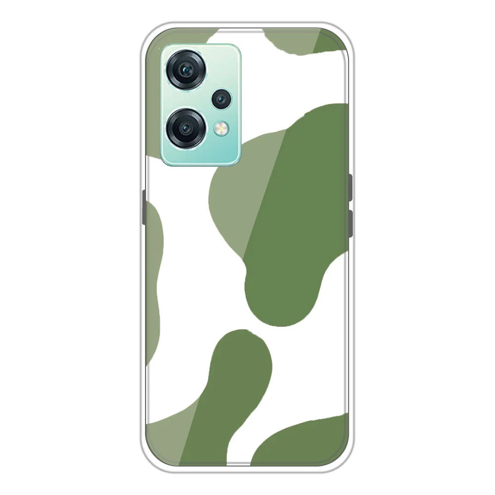 Olive Green Cow Print - Clear Printed Silicone Case For OnePlus Models