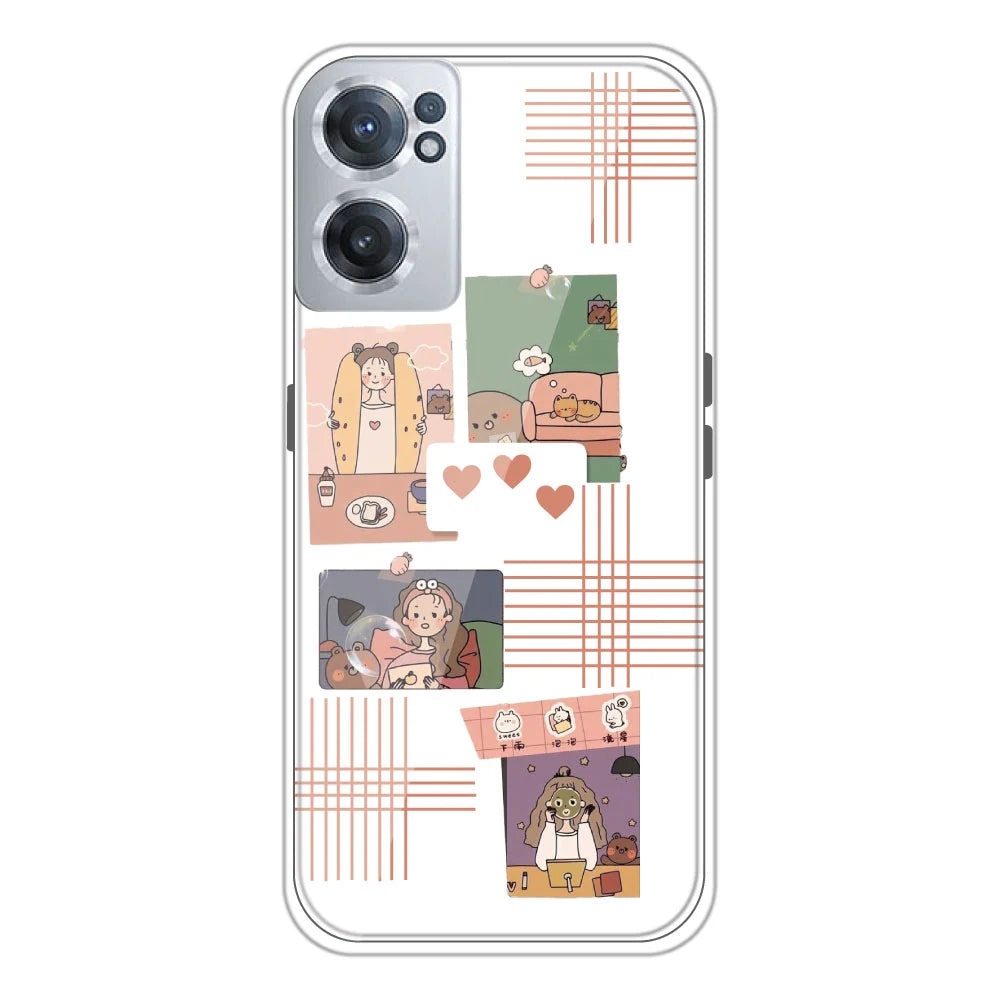 Cute Girl Collage - Clear Printed Silicone Case For OnePlus Models