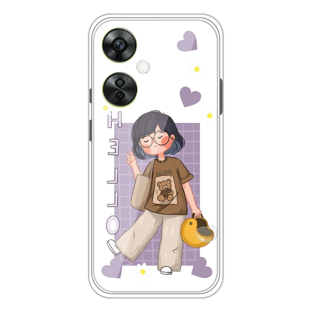 Hello - Clear Printed Silicone Case For OnePlus Nord CE 3 Lite