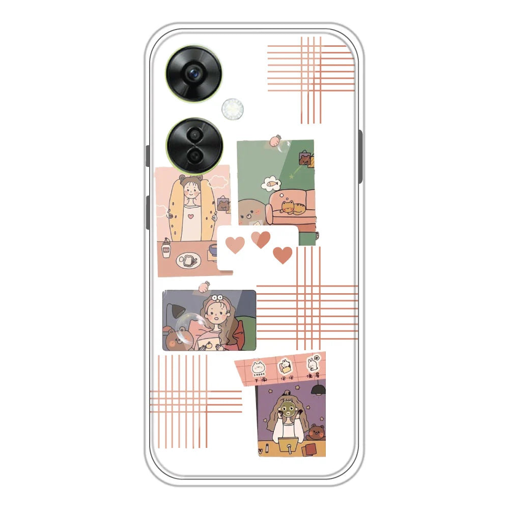 Cute Girl Collage - Clear Printed Silicone Case For OnePlus Nord CE 3 Lite