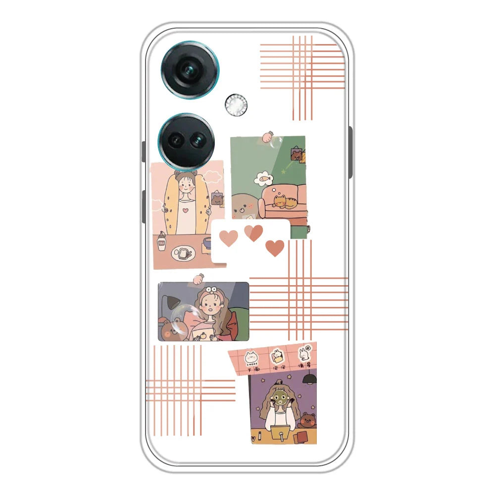 Cute Girl Collage - Clear Printed Silicone Case For OnePlus Models