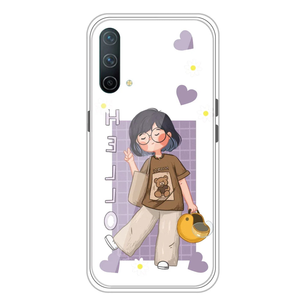 Hello - Clear Printed Silicone Case For OnePlus Nord CE 5G