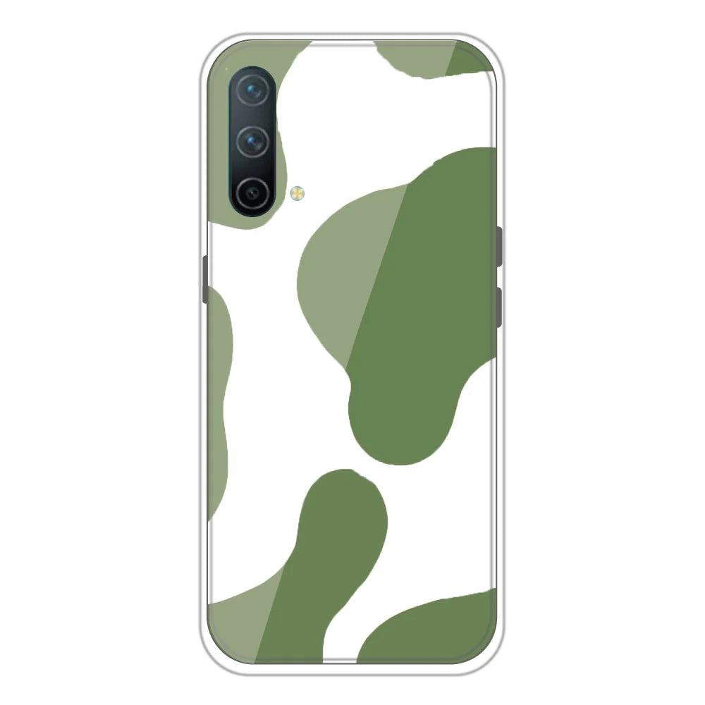 Olive Green Cow Print - Clear Printed Silicone Case For OnePlus Models