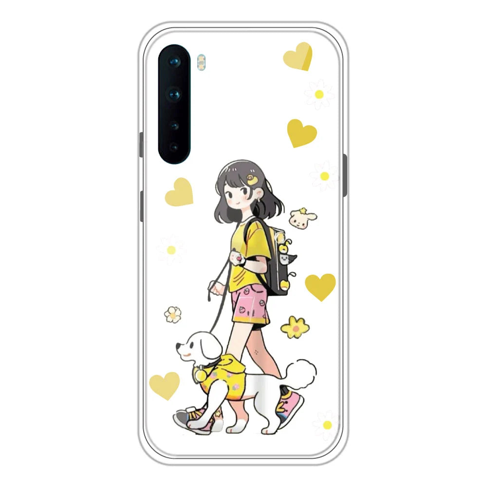 Yellow Girl - Clear Printed Silicone Case For OnePlus Nord
