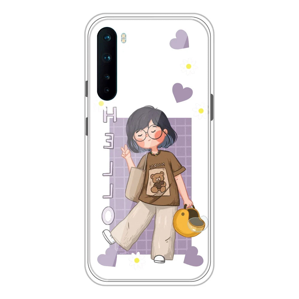 Hello - Clear Printed Silicone Case For OnePlus Nord